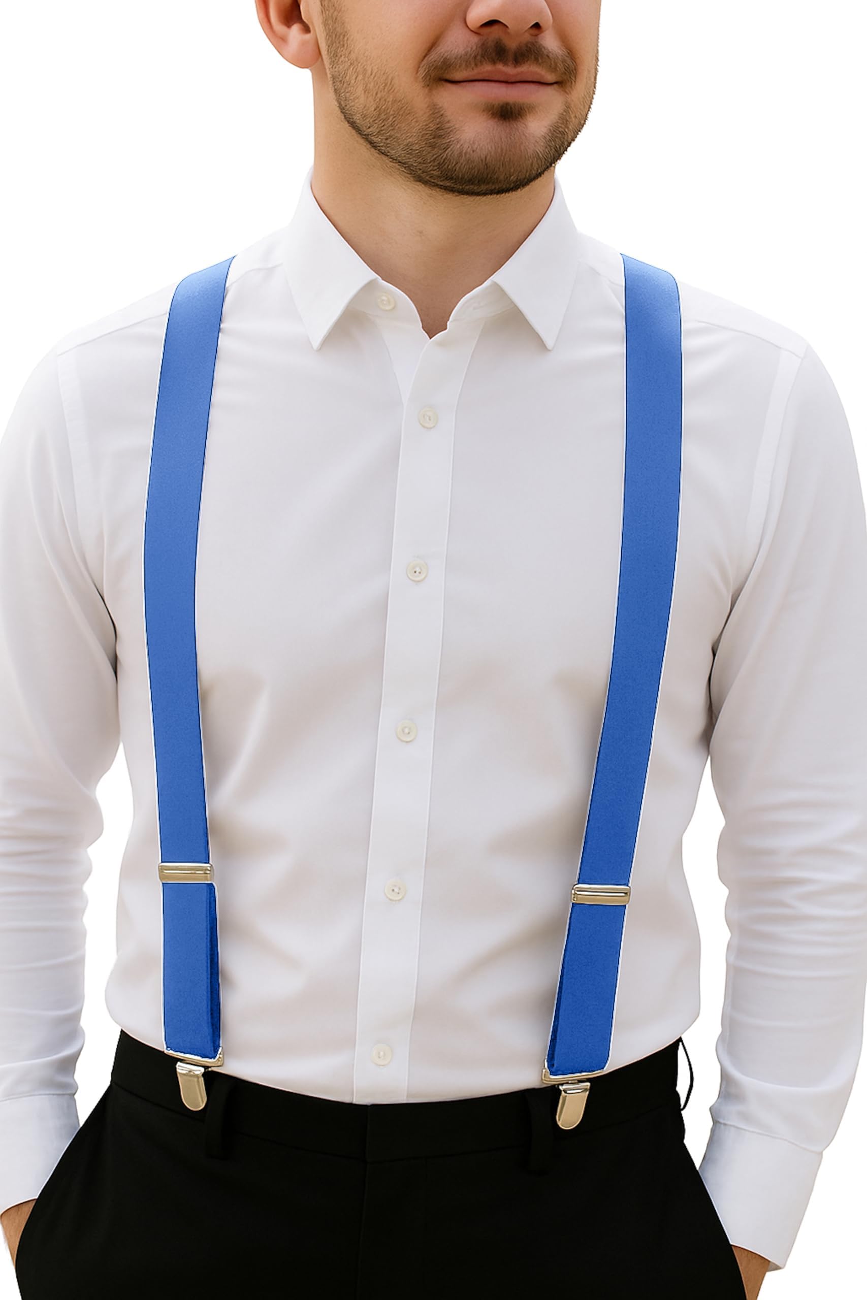 Suspenders for Men - Adjustable Elastic Mens Suspenders with Heavy Duty Strong Clips