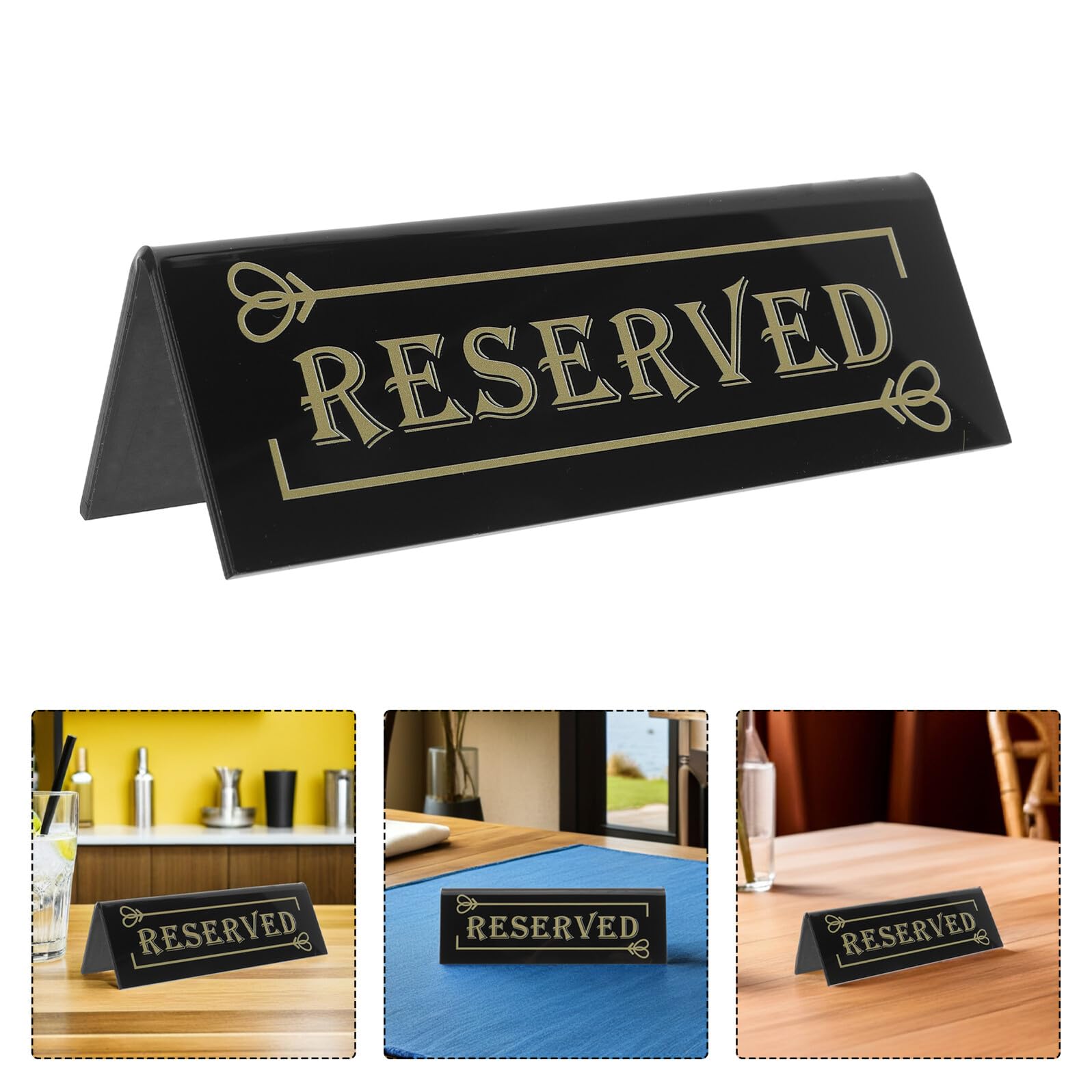 Hohopeti 10 Letreros Acrílicos Reservados para Mesa Negros, Doble Cara, Tamaño Compacto, para Restaurante, Boda, Fiesta y Eventos, Señal de Reserva de Invitados, Organizadores de