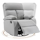 Swivel Rocker Recliner, Rocking Recliner Chair, Small Rocker Recliners for Small Spaces, Living Room, Bedroom, Nursery, RV, Light Grey