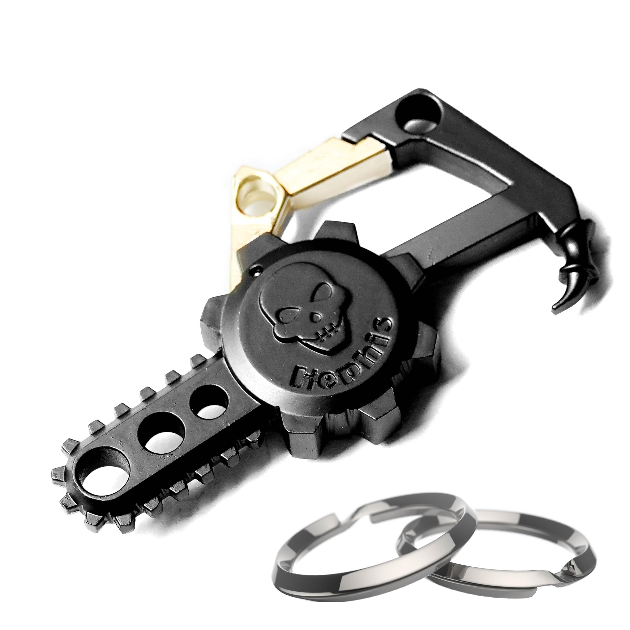 Amazon.com: Hephis Chainsaw Skull Car Keychain with Dual Rings for