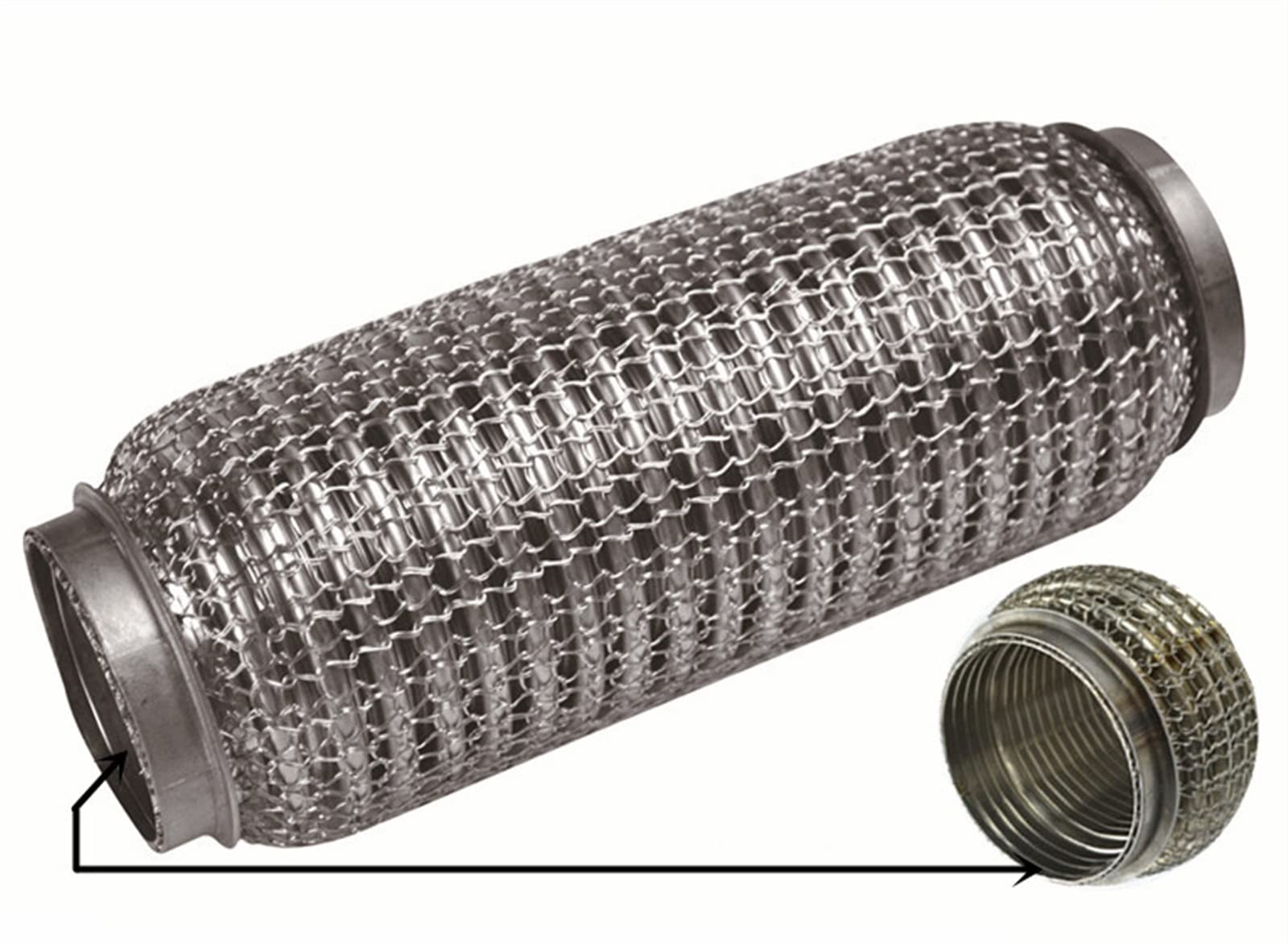 Tubi di scappamento Coppia di giunti flessibili a soffietto per tubi flessibili di scarico per auto in acciaio inossidabile Scarico Terminale (Misurare : 60mmx160mm)