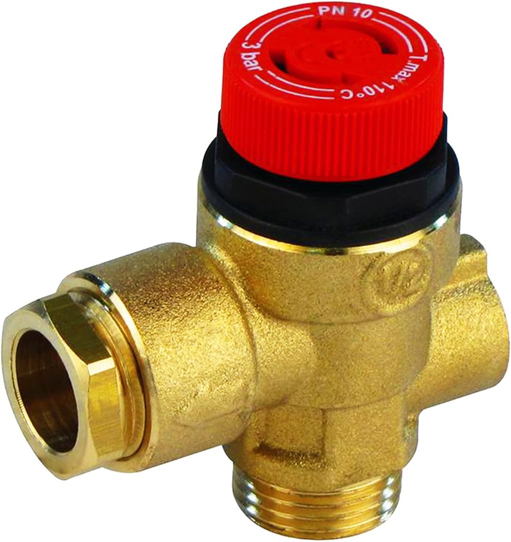 3 Bar 1/2" MBSP x 15mm/FBSP Pressure Relief Valve with Gauge Port