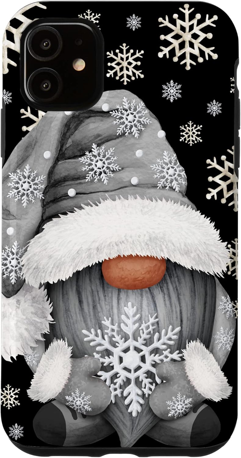 Cool Grey Goth Gnome With Cute Snowflake Pattern For Winter Case for iPhone 13