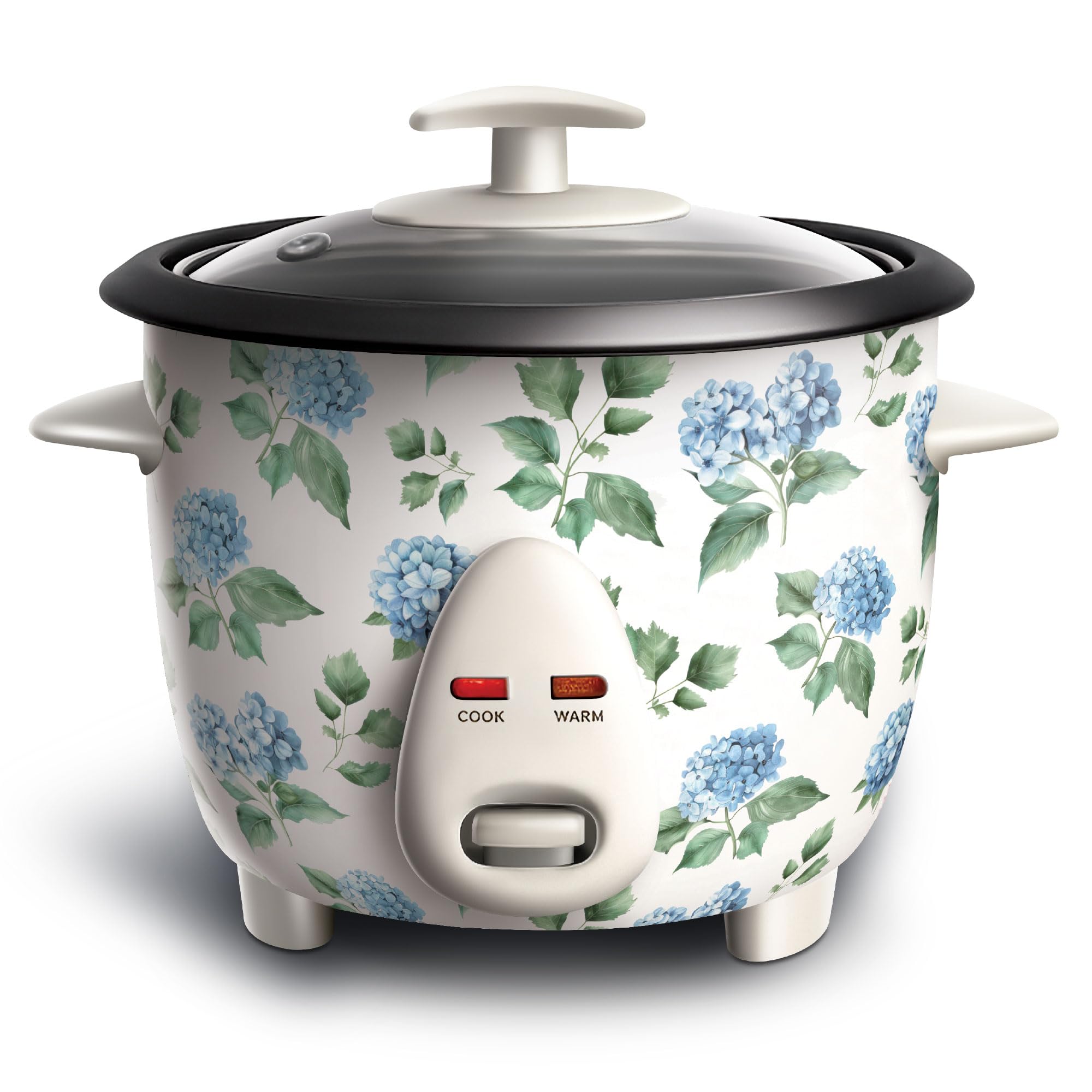 COOK WITH COLOR 6 Cup Rice Cooker 300W - Effortless Cooking and Perfectly, Cooks 3 Cups of Raw Rice for 6 Cups of Cooked Rice, Floral Blue/Green