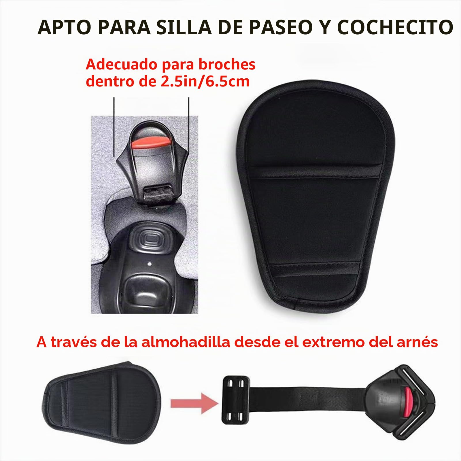 SeedFuture Bebé Cojín para la Entrepierna del Cinturón de Seguridad Negro 2 Piezas, Universal Almohadillas para el Cinturón, Fundas de Cinturón de Seguridad