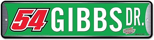 Rico Industries NASCAR Racing Ty Gibbs - Letrero de metal para la calle de 4 x 15 pulgadas, decoración del hogar, dormitorio, oficina, cueva de
