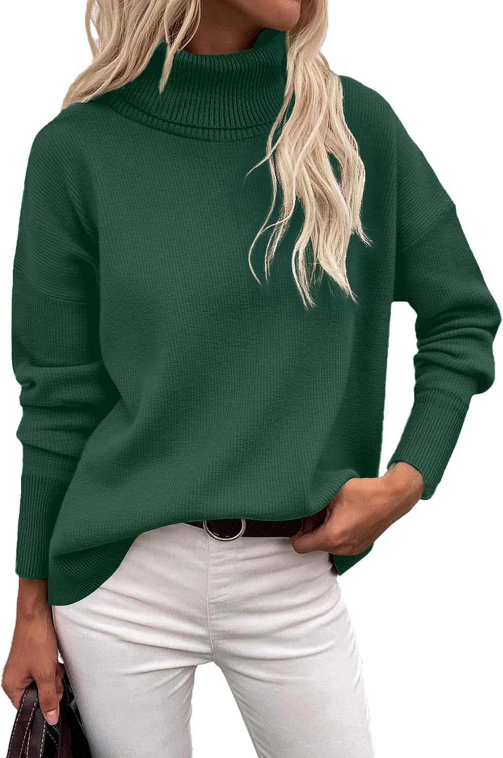 Zeagoo Women's Turtleneck Sweater 2026 Fall Winter Chunky Knitted Pullover High Low Hem Trendy Basic Jumper Top