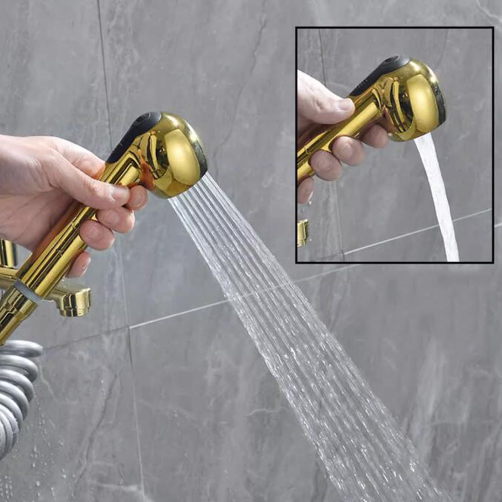 Grifo de Cocina montado en la Pared Grifo de Fregadero Dorado Grifo Giratorio de latón Pistola pulverizadora multifunción Grifo Mezclador de cocina-25 cm