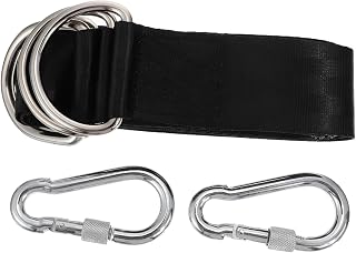 Black Hammock Hanging Strap Set with Two Safety Buckles