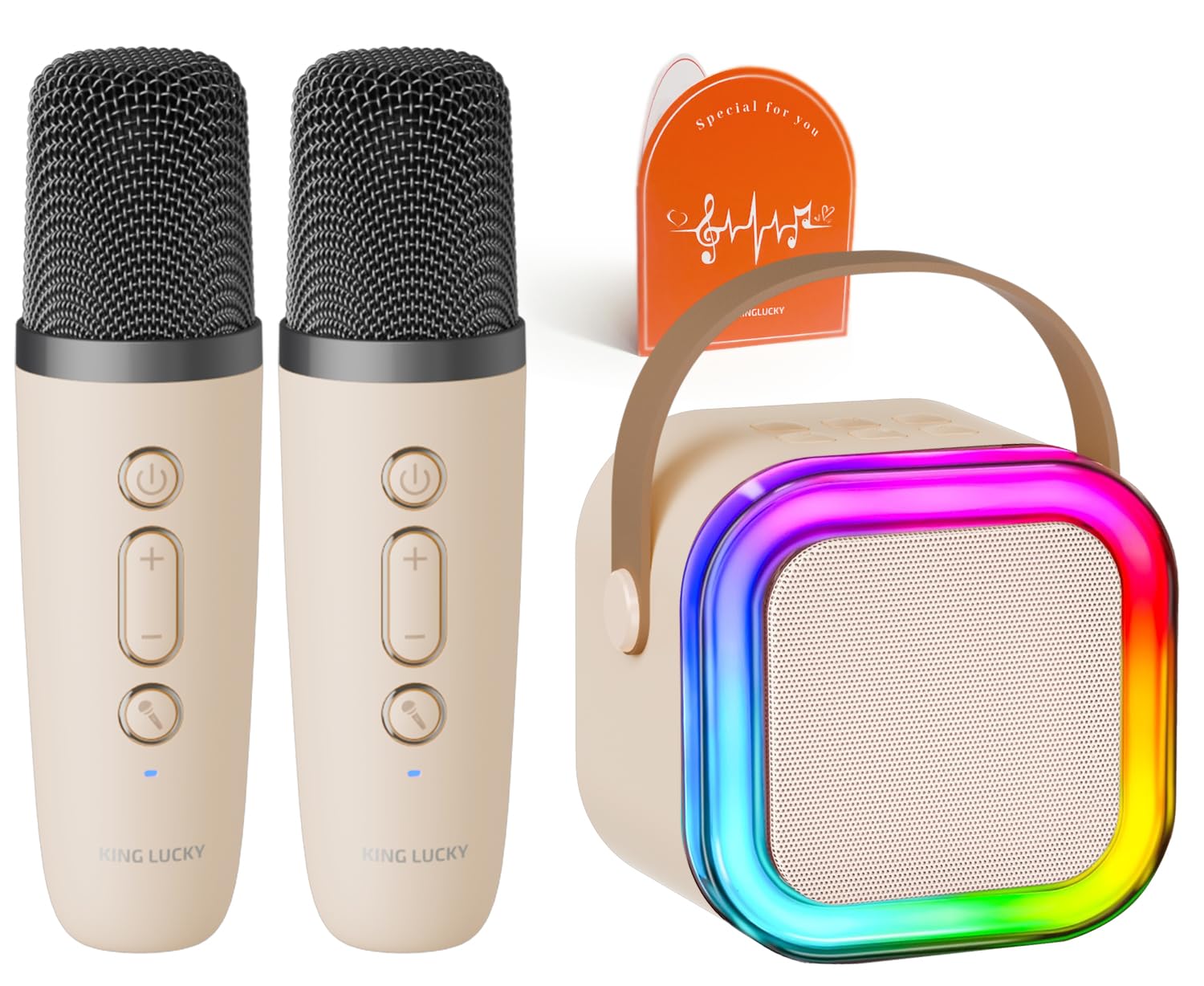 Kinglucky TOP Mini Karaoke Machine for Kids Adults with 1 Year Sing APP Premium (14M+ Songs), Portable Bluetooth Speaker with 2 Wireless Microphone, Christmas Birthday Gifts for Girls 3-12+ Beige (B0CPDTFQDS) Amazon Price History, Amazon Price Tracker