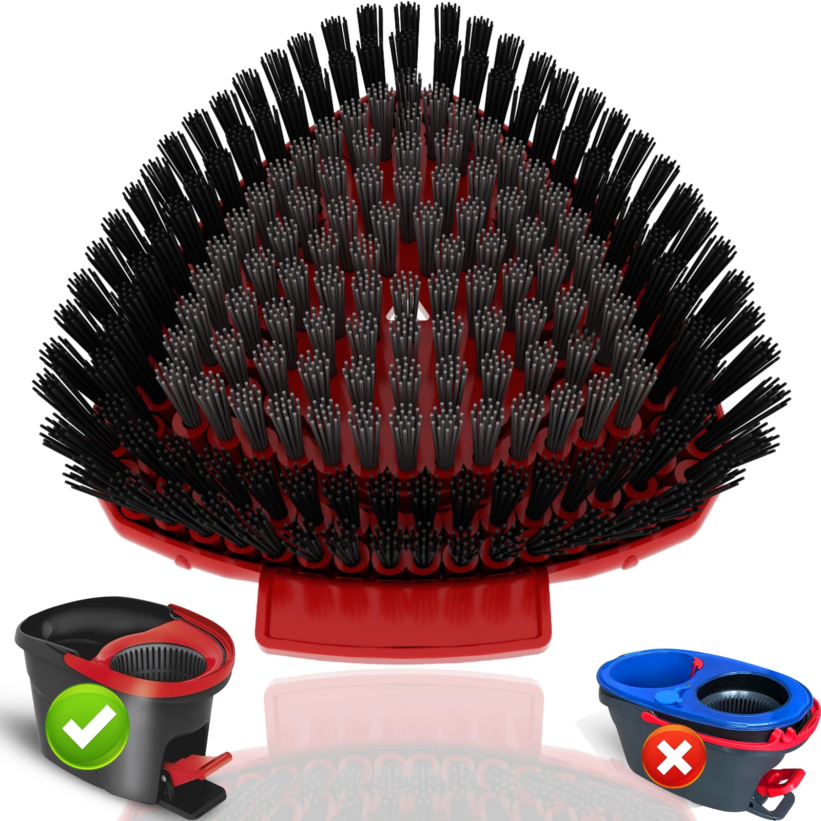 Upgrade Scrub Brush Replacement Head for O Cedar EasyWring 1 Tank Spin Mop, Mop Replace Head Brush,Scrubber Head Floor Cleaning Brush,More bristles for Bathroom, Deck, Tile, Window, Kitchen(1 Pack）