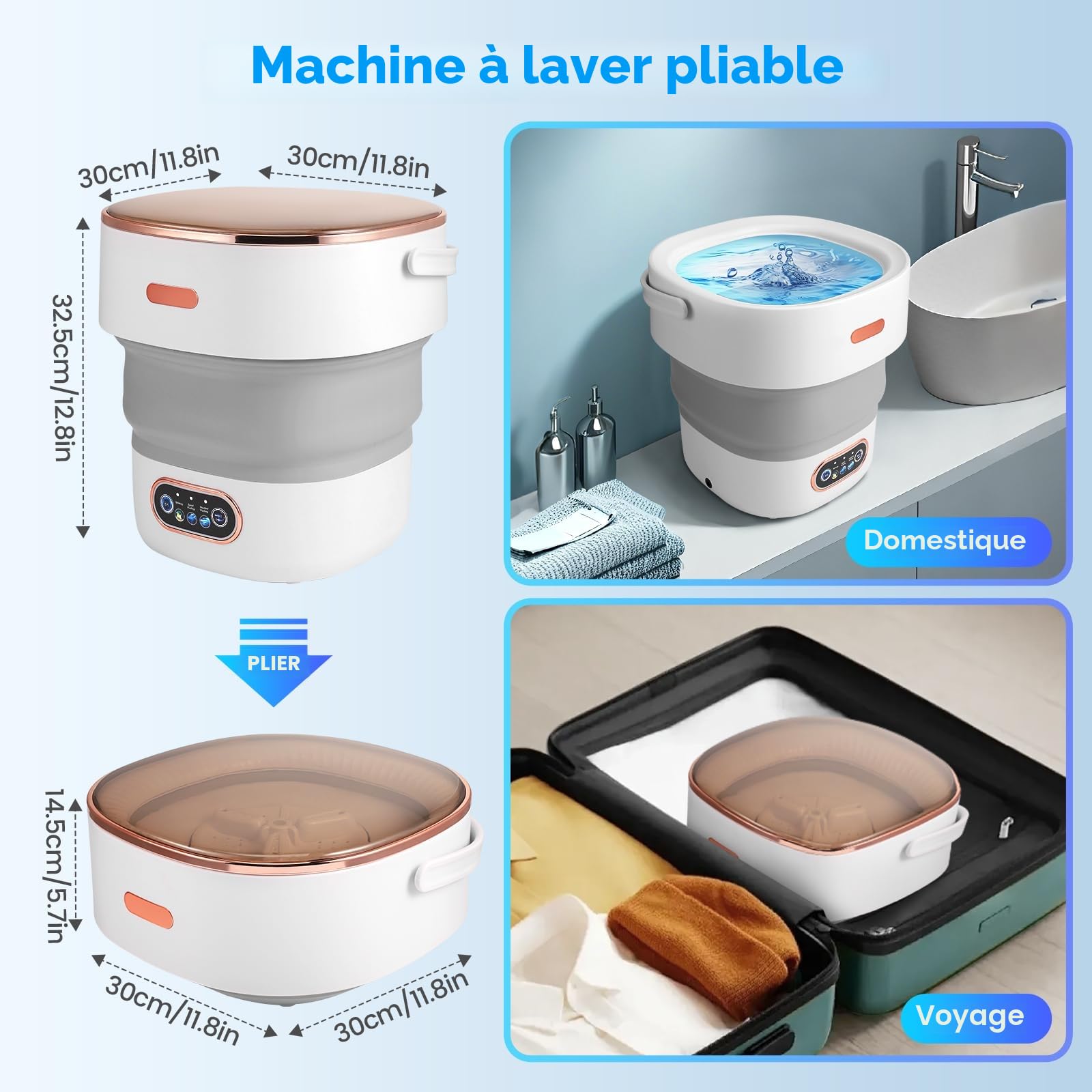 Mini Machine À Laver 13L,Machine À Laver Portable Avec Essoreuse, 3 Modes,Machine À Laver Mobile Avec Tuyau De Drainage,Machine À Laver De Camping Pour Sous-Vêtements,Vêtements De Bébé