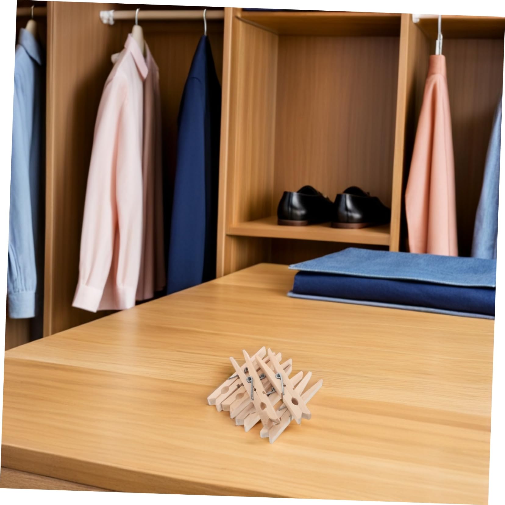 STOBAZA 70piezas Clip para Ropa Prueba De Viento Pinzas De Madera Sin Pintar Resistentes Al Viento para Colgar Ropa El Tendedero Exterior