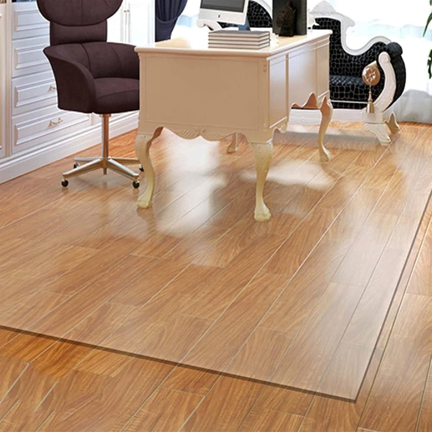 Office Chair Mat for Hardwood Floors – 140" x 300" Heavy Duty Floor Protector with Anti-Slip Backing, Smooth Rolling for Home Office & Gaming Desk