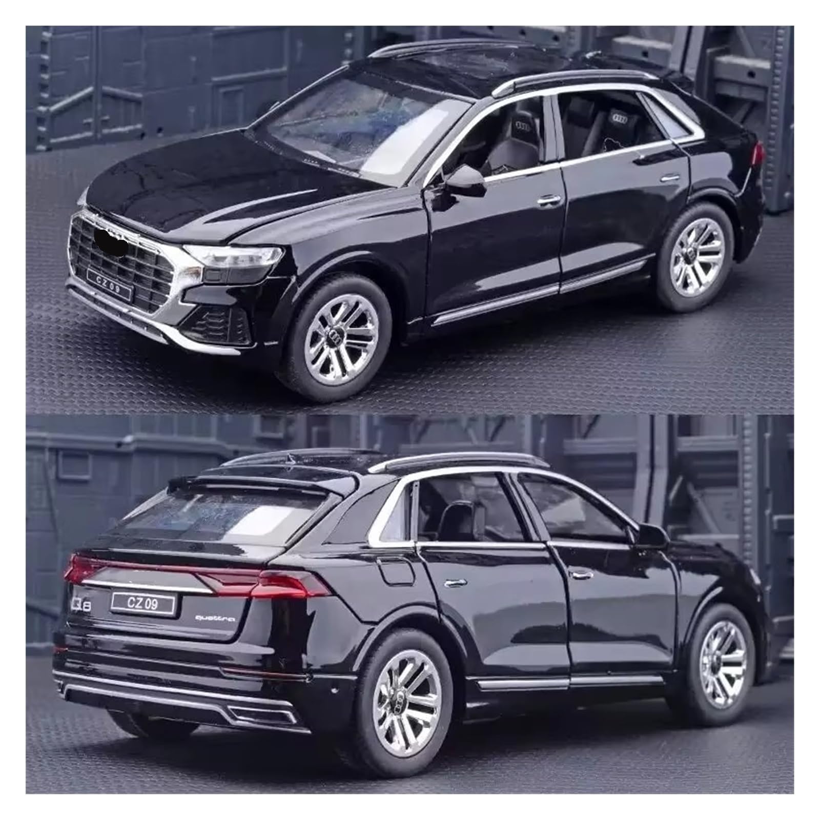 1:24 dla Q8 SUV Stop Diecasts Metal Model Samochodu Dźwięk i Światło Kolekcja Zabawka Prezent (czarny, z pudełkiem)