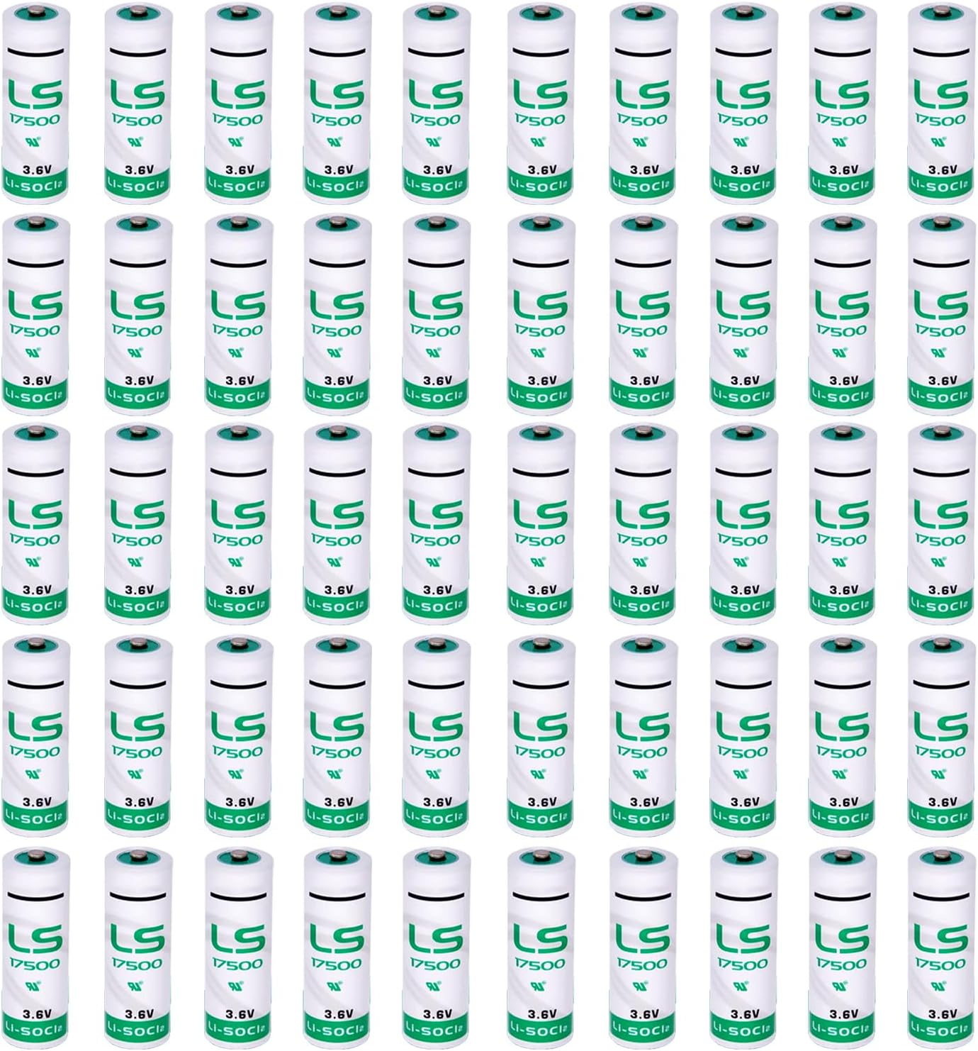 50pcs LS17500 3.6V Size A Lithium Battery for LS 17500 Battery CNC Water Meters Frequency Converters, Non-Rechargeable,3600mAh