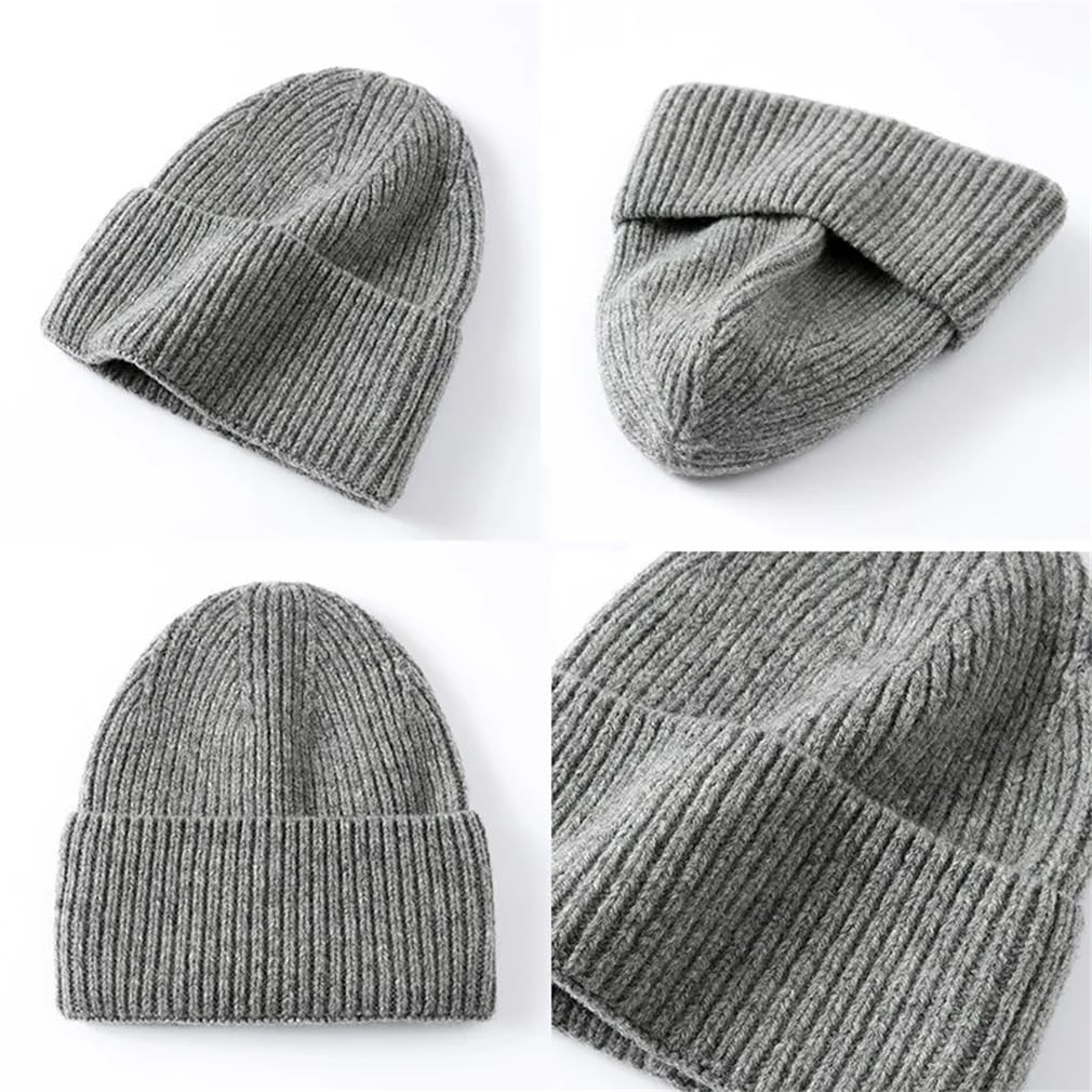 Gorros unisex Skullies de lana unisex para hombre y mujer, gorro de punto suave de invierno para hombre y mujer, de lana, color sólido, gorra de calavera