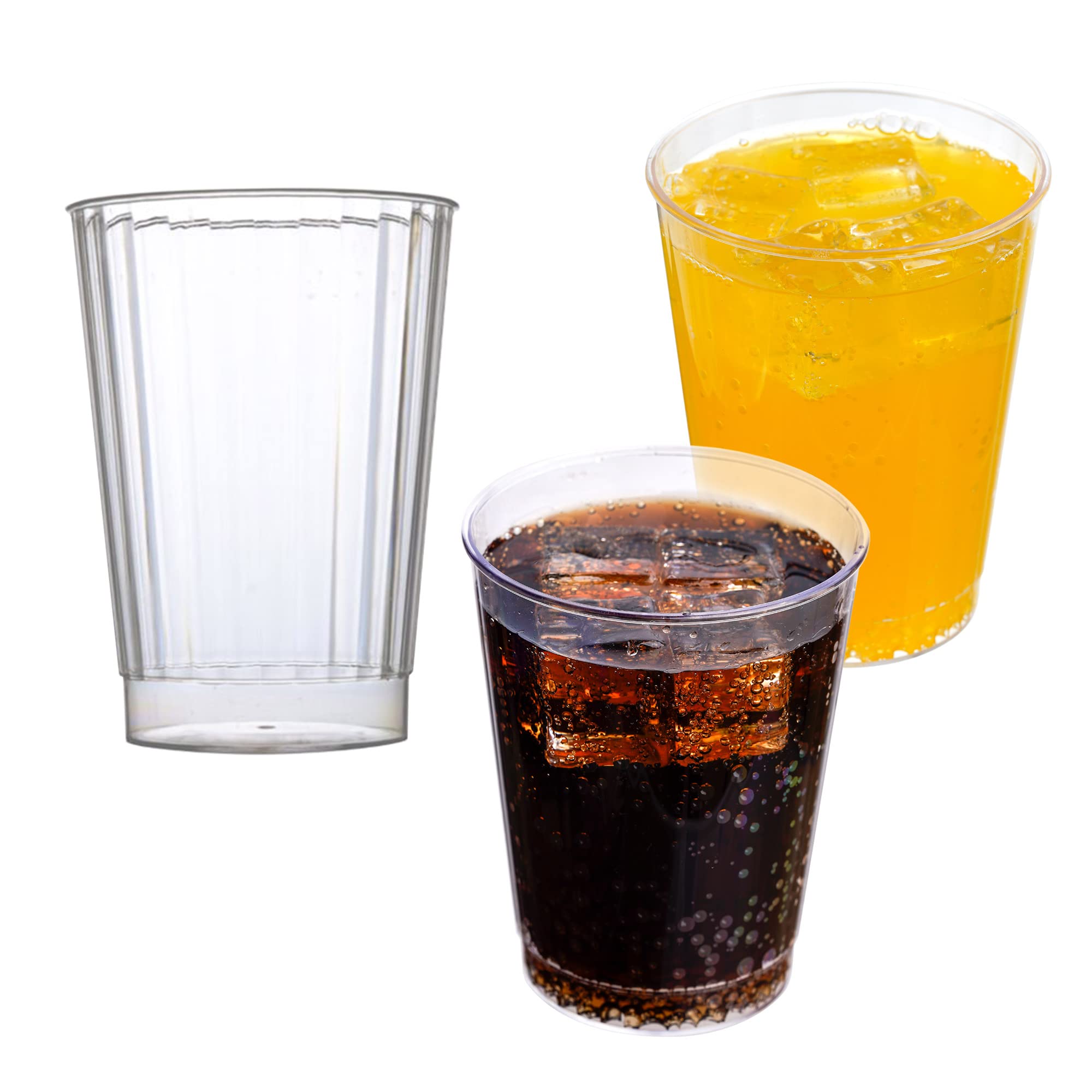 STACKABLES ~ 40 Pack 10oz Clear Fluted Designed Heavy Duty Tumblers ~ Hard Plastic Tumbler ~ Reusable Crystal-Look Cup ~ Party Drinkware Cups for Wedding Thanksgiving & Christmas Parties