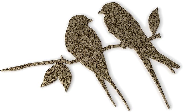 Barn swallows (love birds) on a branch metal tree art metal bird garden Steel Rusty Silver Copper Gold Black (Gold vein)