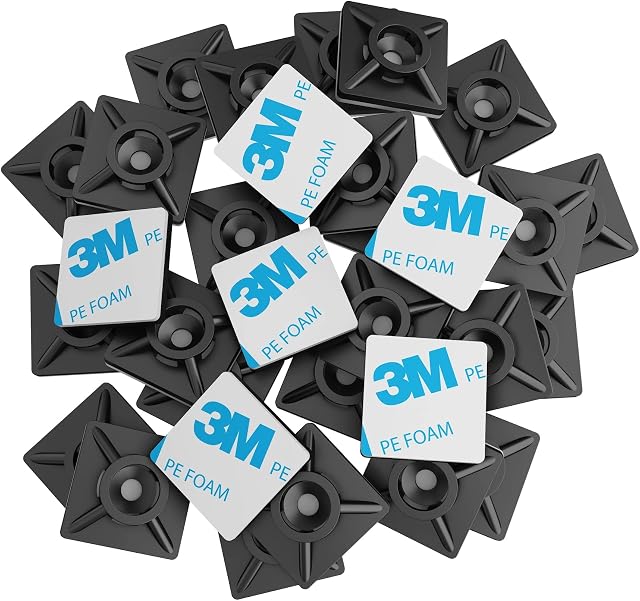Intervisio 4260504580187 Cokół Samoprzylepny Do Opasek Kablowych, 19mm, Czarne, 100 Sztuk