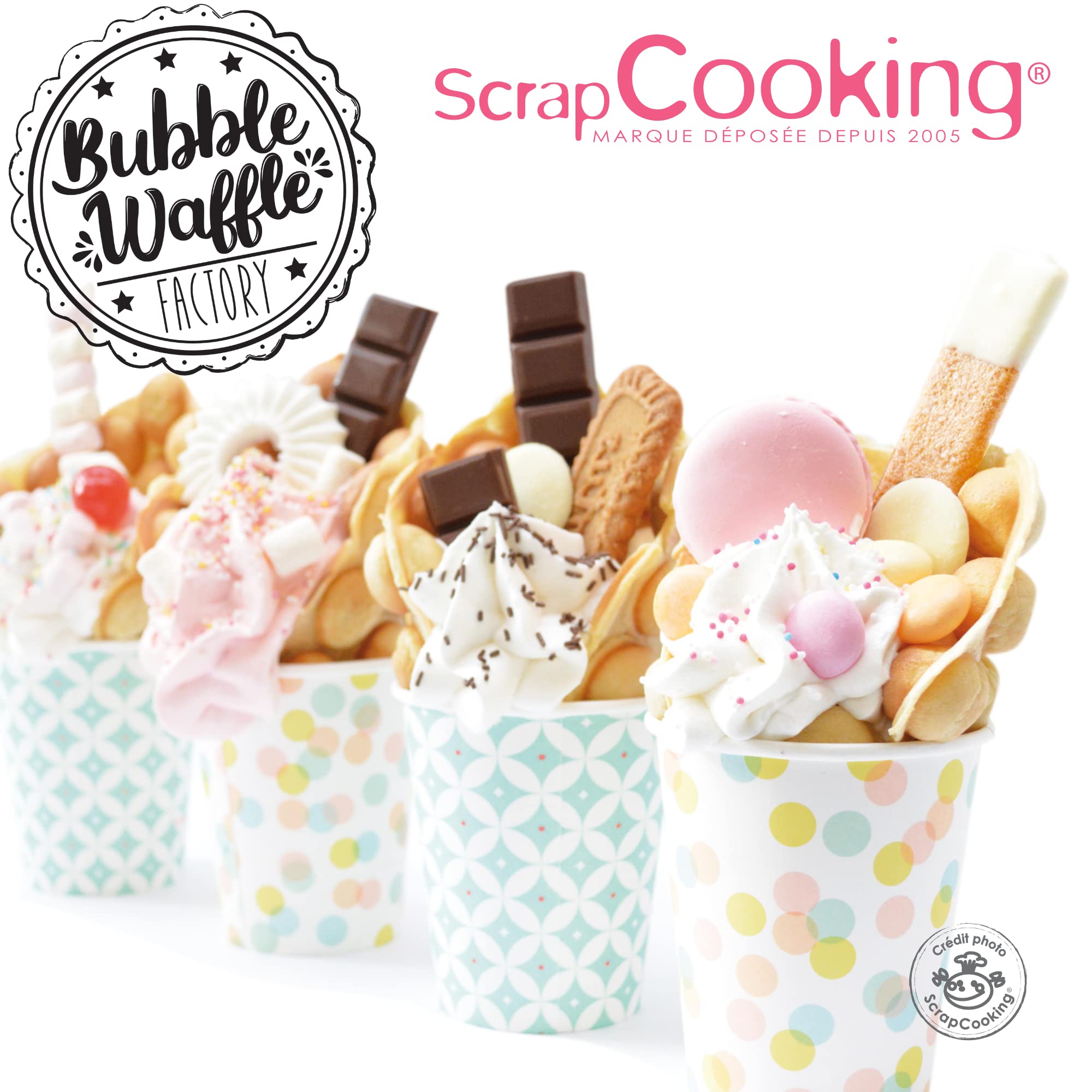 ScrapCooking - Bubble Waffle Factory - Machine à Gaufres Bulles de Hong Kong - Gaufrier Électrique pour Egg Waffles Boules Pâtisserie - Rotation à 180, Anti-Adhésif & Compact - Vert