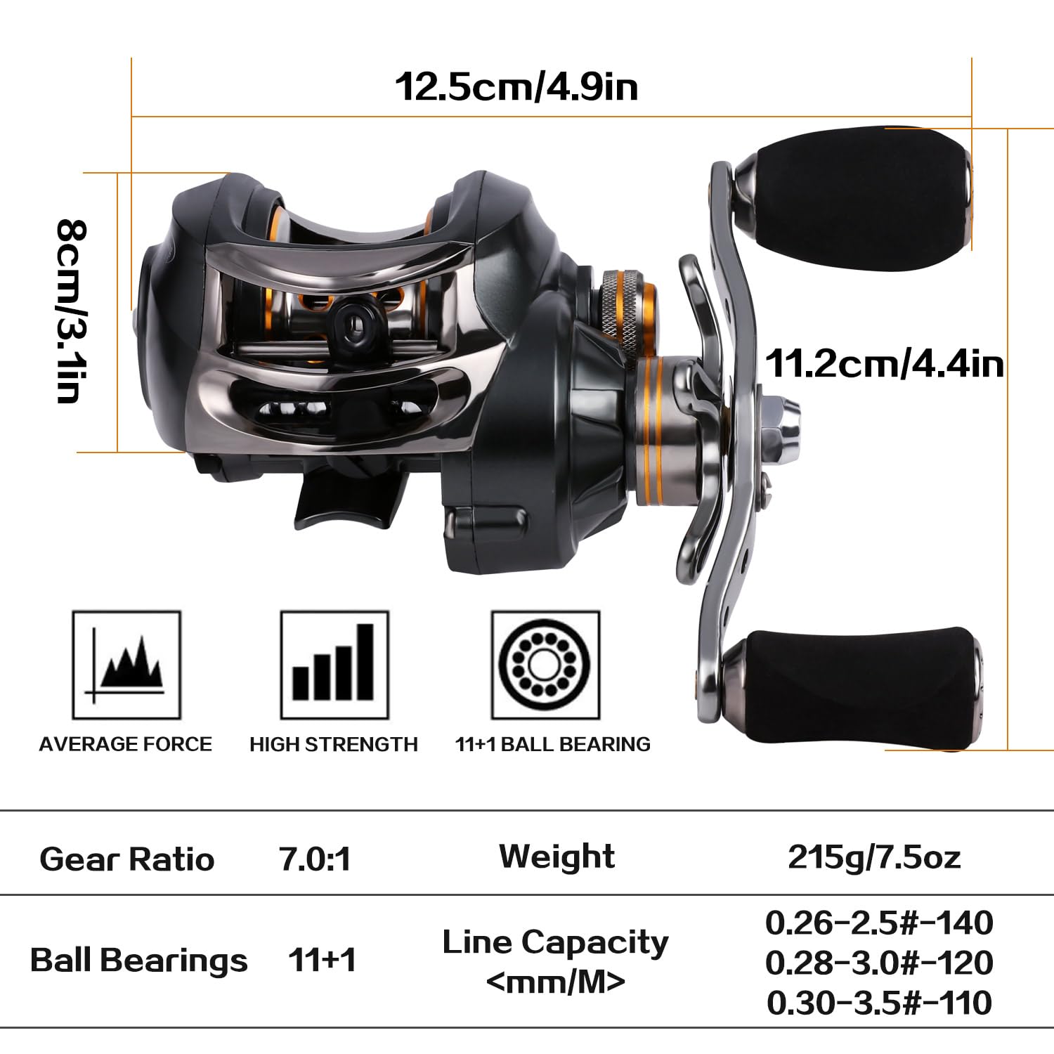 Sougayilang Baitcasting Angelrolle mit 11+1 abgeschirmten Lagern, Magnetische Bremse System Angelrolle für Süßwasser Salzwasser Angeln