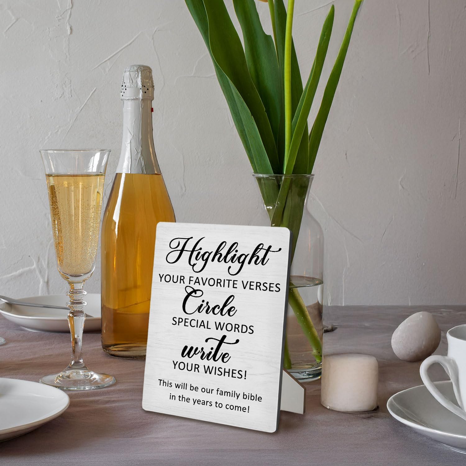 Bible Guest Book Sign, Wedding Bridal Shower Bachelorette Party Decorations, Highlight Your Favorite Verses Wooden Stand Sign 5"X7", Wedding Table Decor Decorations for Reception (5x7 Inch) - Image 6