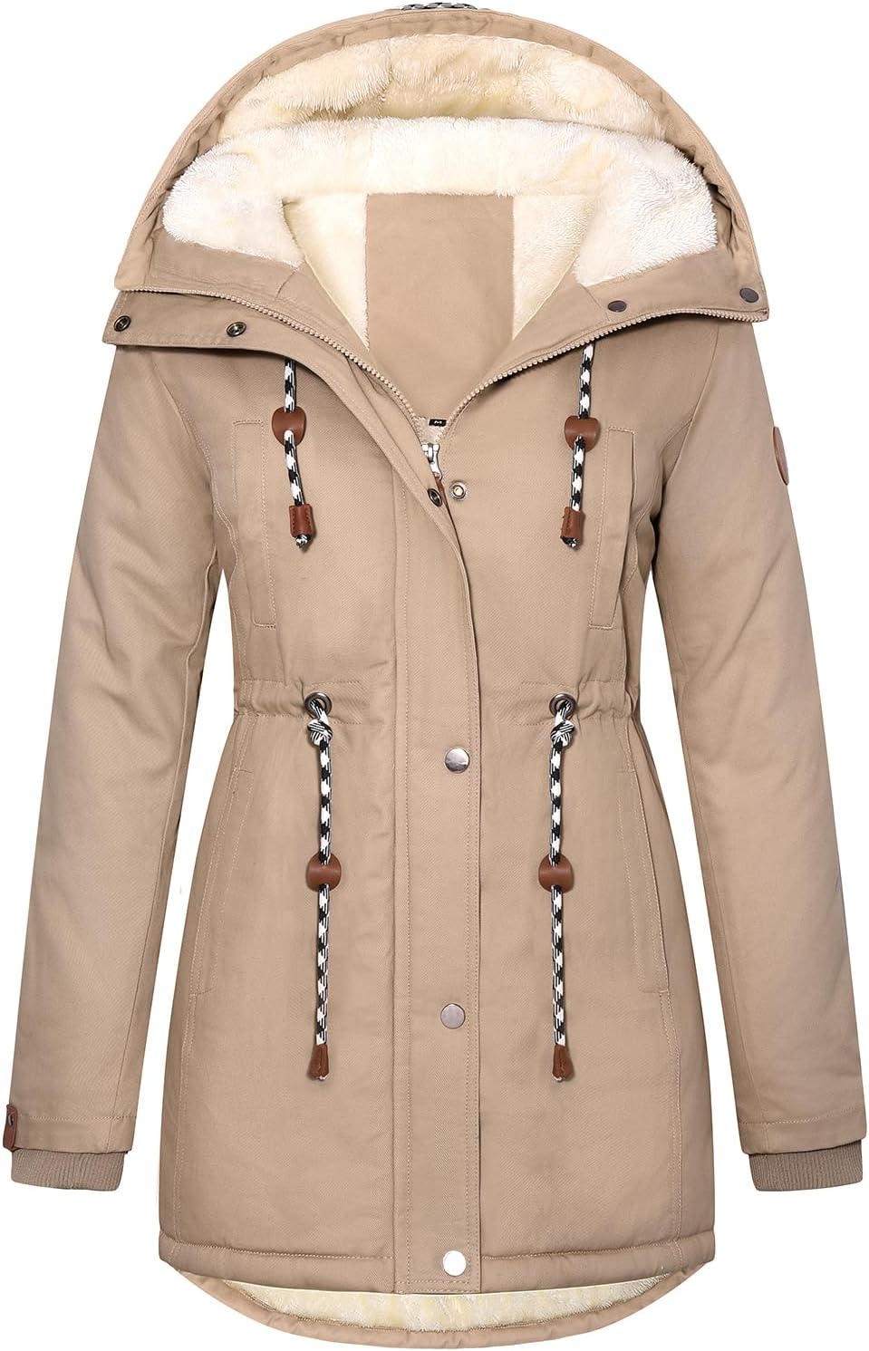 UMIPUBO Women's Winter Fleece Lined Sherpa Parka Jacket Warm Thicken Fuzzy Hooded Down Coat Casual Plush Drawstring Outerwear