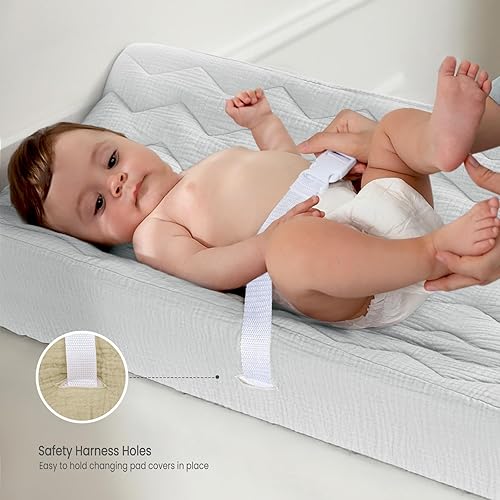 Miniatura 9 de lulumoon Funda de muselina para cambiador: Funda acolchada de algodón para cambiador de bebé, sábanas suaves para niños y niñas