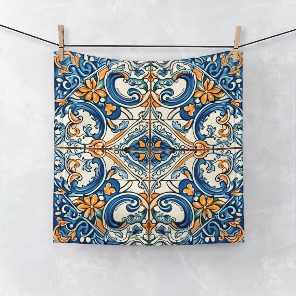 Tile Printed Face Towel - Creative Gifts - Cool Bathroom Items