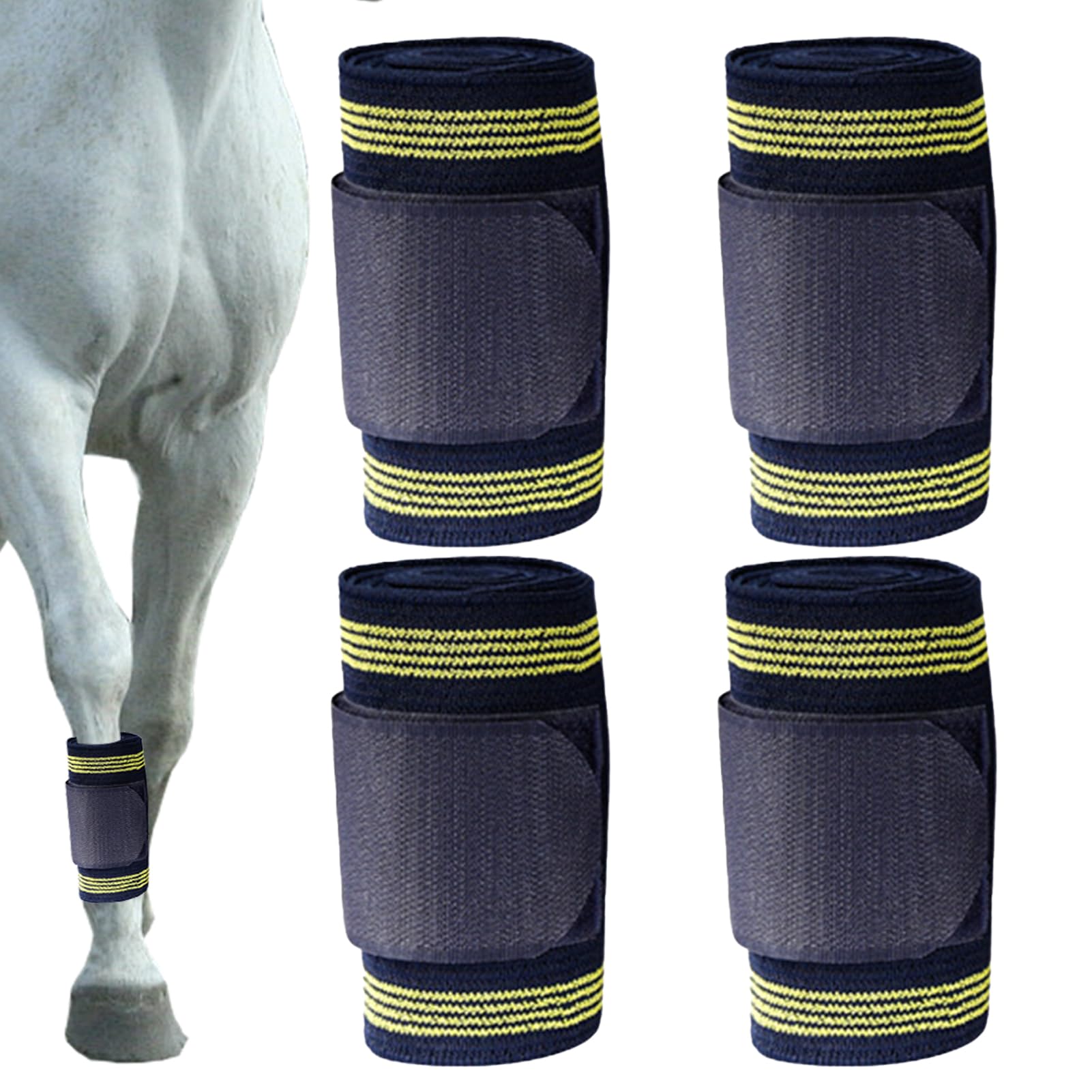 Protectores para Piernas de Caballos Venda Elástica Ecuestre | 4 Rollos Vendajes Caballos Para Veterinario Entrenamiento Carrera Corvejón Cascos Tobillo Rodilla