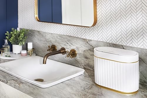 Miniatura 3 de ELPHECO - Cubo de basura pequeño con tapa basurero automático delgado con sensor de movimiento 13 galones cesta pequeña de plástico con sensor de