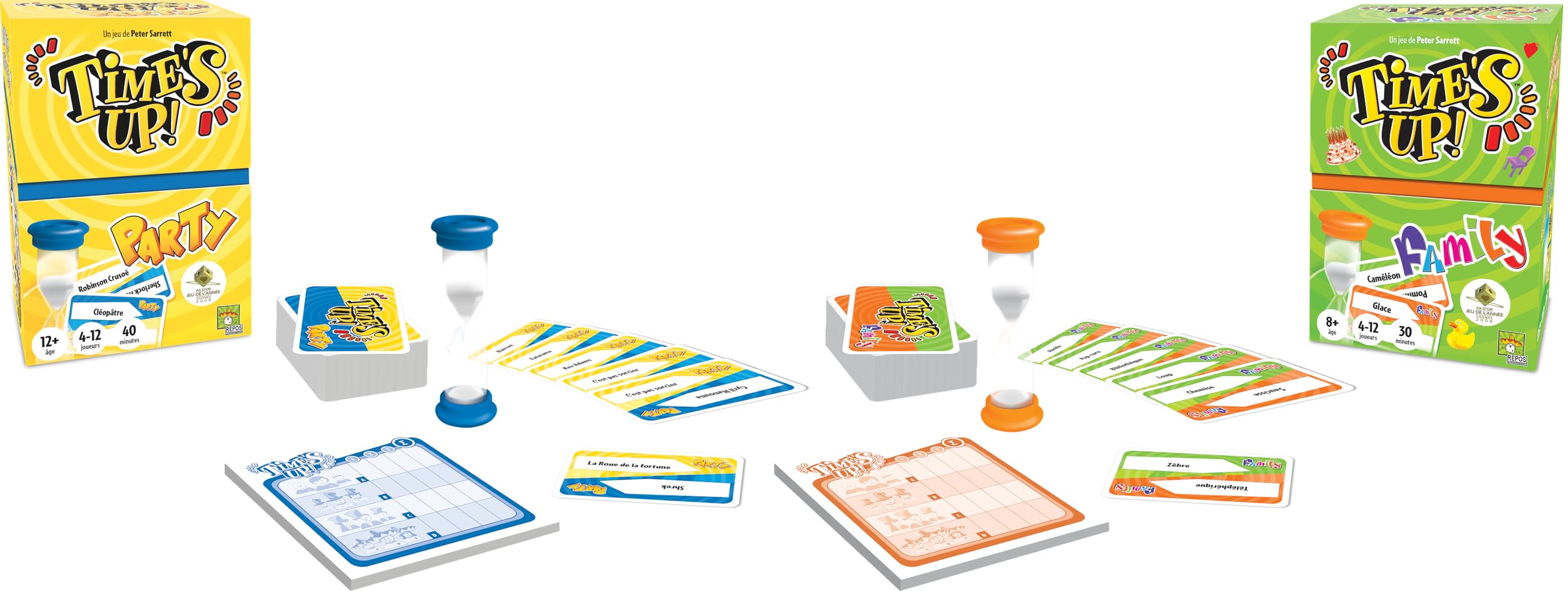 Asmodee Time's UP! Family Version Verte Jeu d'Ambiance en Equipe dès 8 Ans - Jeu de Société Enfants Rapidité Cartes à Deviner 4-12 Joueurs 30 Min Français