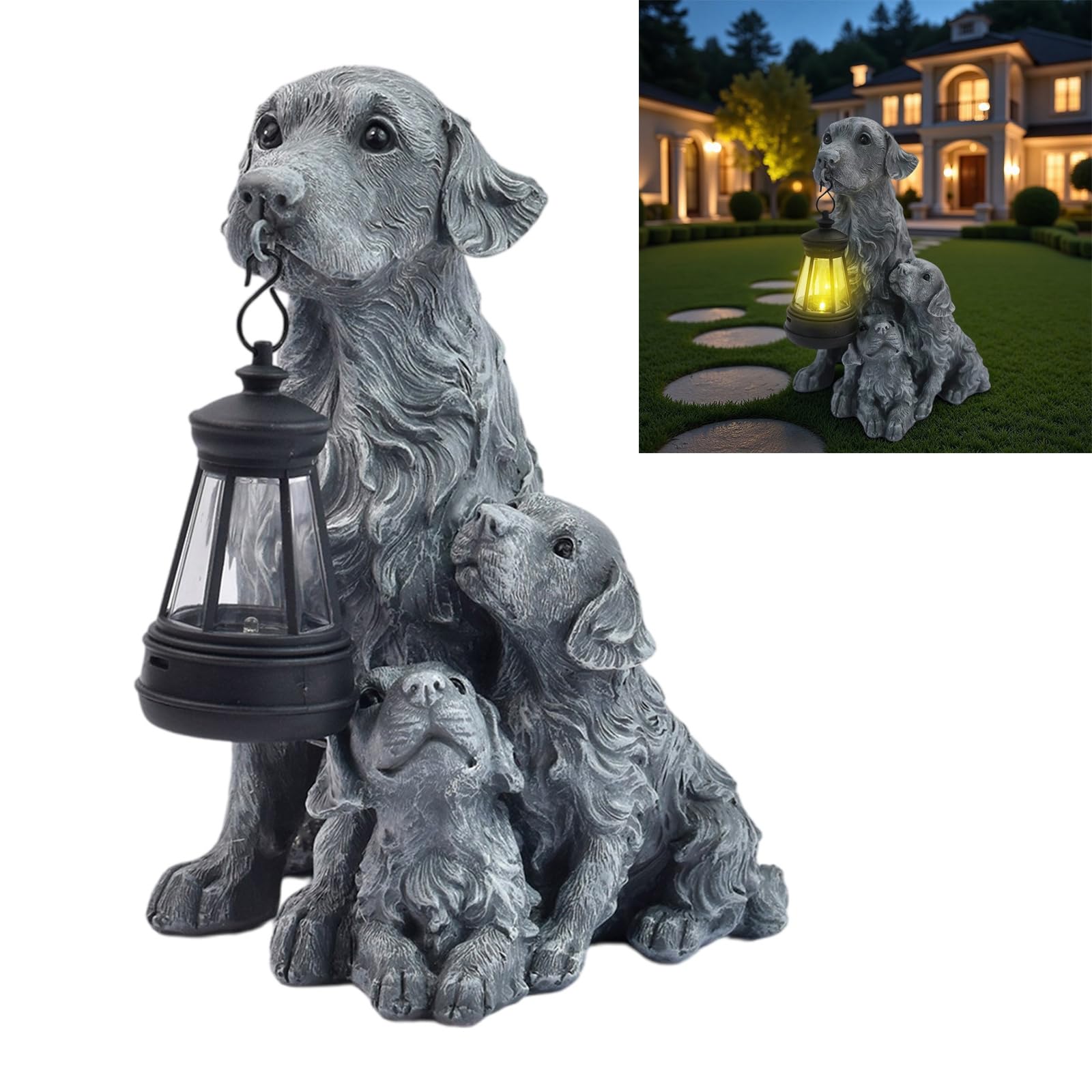 Lampada solare resistente delle passerelle della statua del giardino di energia solare di forma per le statue del cane della decorazione del percorso del portico con la luce
