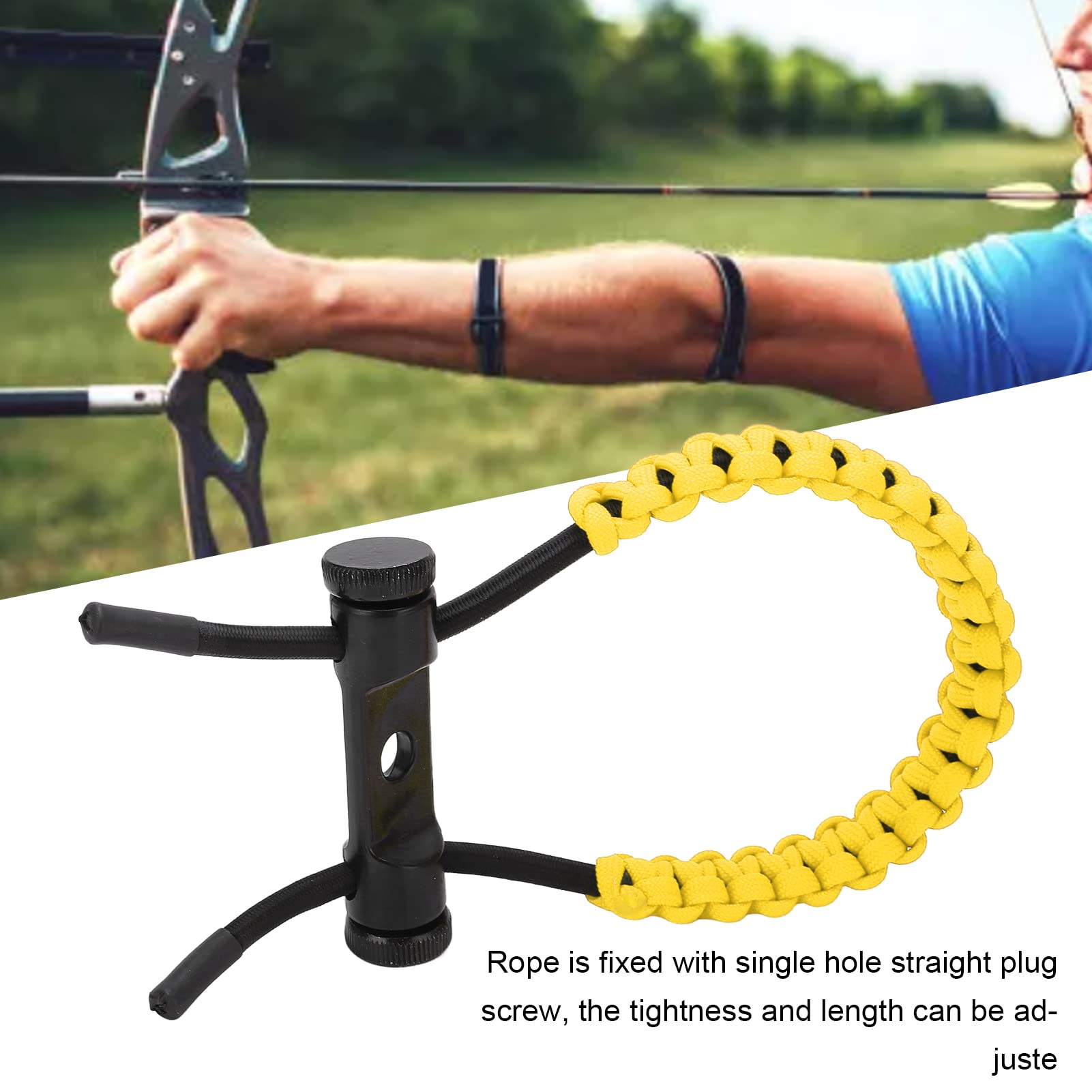 Élingues de Poignet D'arc à Poulies, Corde de Cordon de Dragonne Durable Réglable, Tresse de Dragonne de Chasse pour L'exercice D'entraînement, élingues de Poignet D'arc de Tir à L'arc(Jaune)