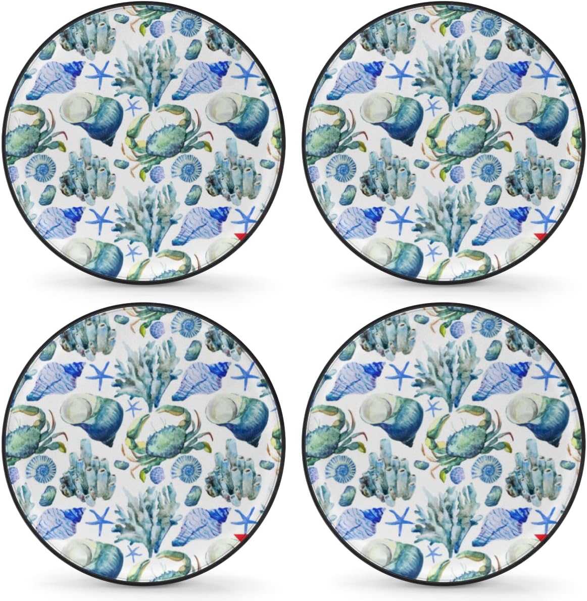 Marine Coral Tire Covers Portable Spare Tire Cover Soft Durable Waterproof Dustproof Set of 4 Bags 16 Inches for Car Truck SUV Trailer Camper