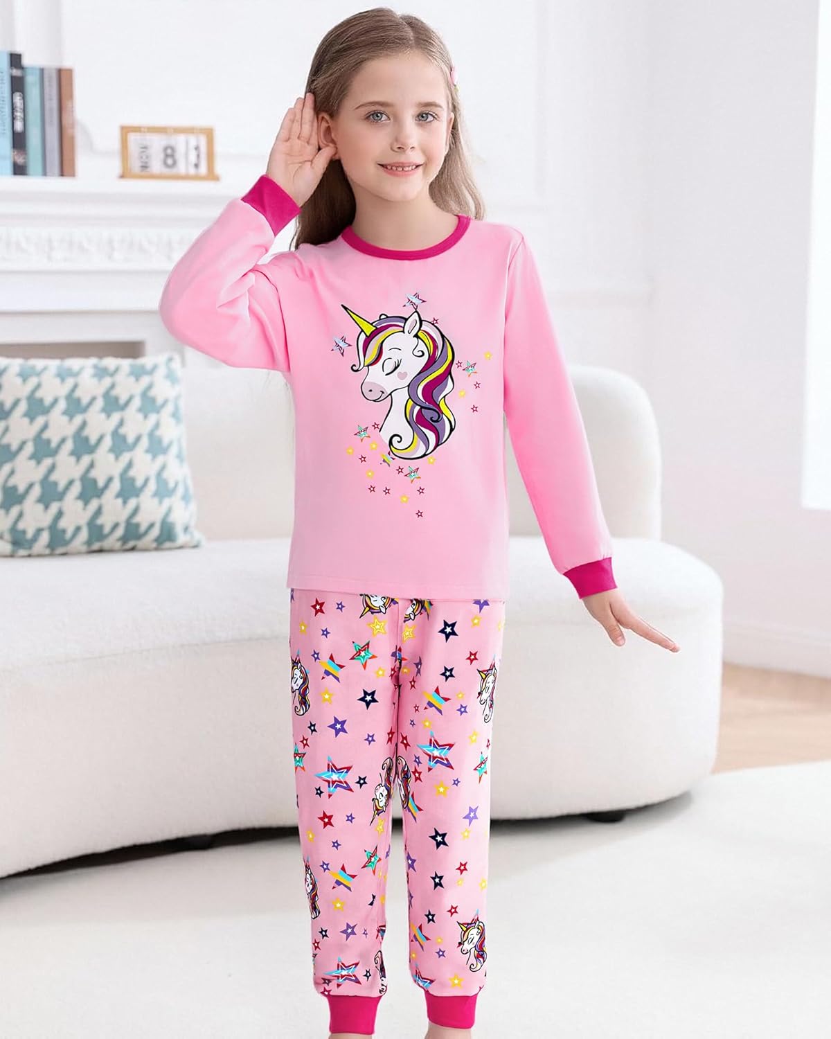 CARETOO Girls Pajamas Kids Cotton Pajama Sets 2-Piece Long Sleeve Pjs Comfy Girls Sleepwear for 4-12 Years - Image 2