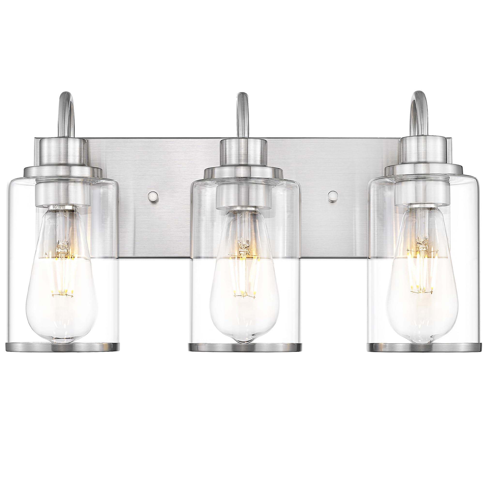 Beionxii 3-Light Bathroom Light Fixtures, Brushed Nickel Bathroom Light Fixtures Over Mirror, Bathroom Vanity Light with Clear Glass Shade, Modern Vanity Lighting for LivingRoom Hallway, BX-VL01BN-3CG