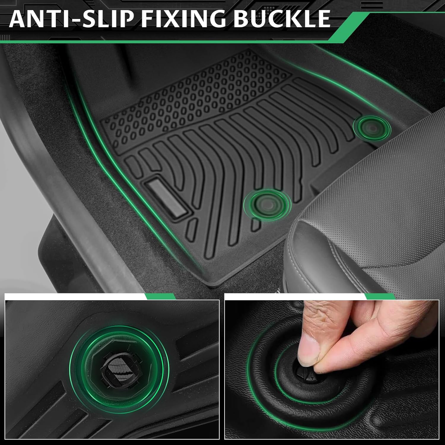 Floor Mats for Mitsubishi Outlander 2014-2021, Outlander Floor Mats 1st & 2nd & 3rd Row, TPE All Weather Non-Slip Waterproof Mitsubishi Outlander Mats Accessories - Image 2