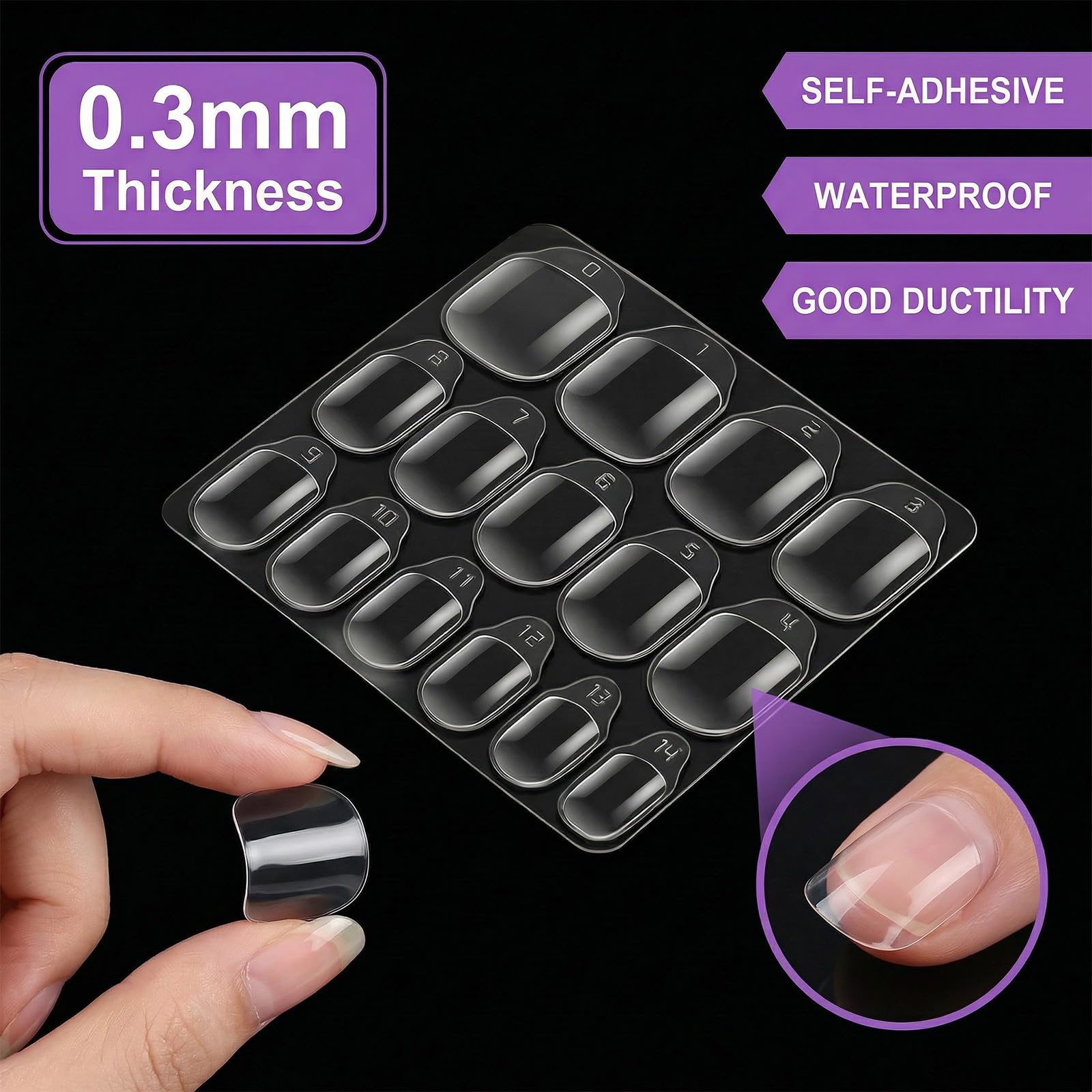 600 sztuk przezroczystych dwustronnych płatków samoprzylepnych do paznokci Press On Nail Praktyczne naklejki na paznokcie żelowe do sztucznych paznokci Fake Nail DIY akcesoria do manicure, akcesoria