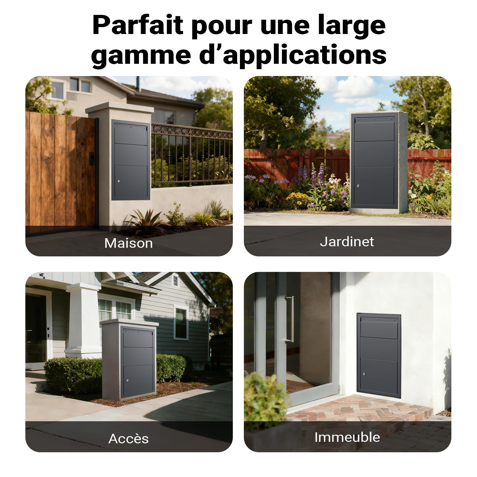 XPOtool Boîte à colis verrouillable gris anthracite 470 x 220 x 870 mm, Boîte aux lettres murale, pour colis max. 350 x 300 x 110 mm, Usage domestique courrier