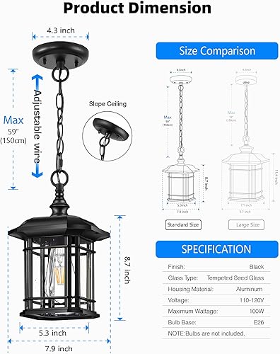 Miniatura 4 de VIANIS Luz de poste de lámpara para exteriores, luz de calle impermeable de triple cabezal del anochecer al amanecer, lámpara de techo de aluminio