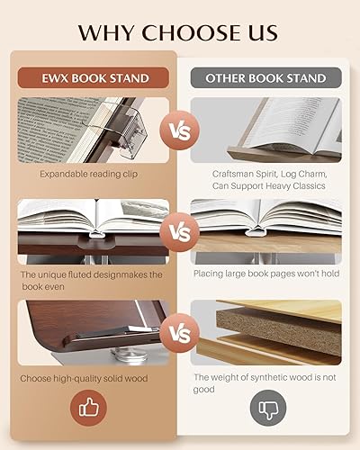 Miniatura 5 de EWX Soporte para libros para lectura, soporte ajustable para libros con base giratoria de 360, soporte plegable para libros de recetas para