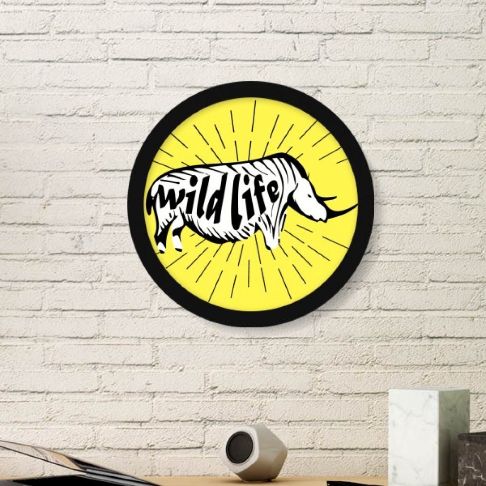 Cadre photo rond en bois silhouette rhinocéros noir DIYthinker