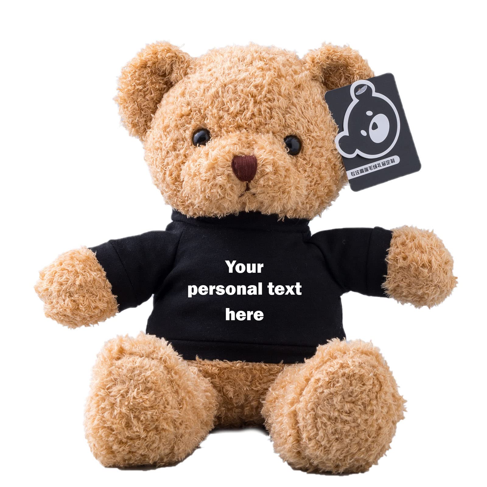 ADORSUN Personalised Teddy Bear Stuffed Animal with Customised Text, Stuffed Bear as Personalised Gift for Women/Men on Valentines' Day/Birthday/Anniversary 12inch-T Shirt-Black — image 1