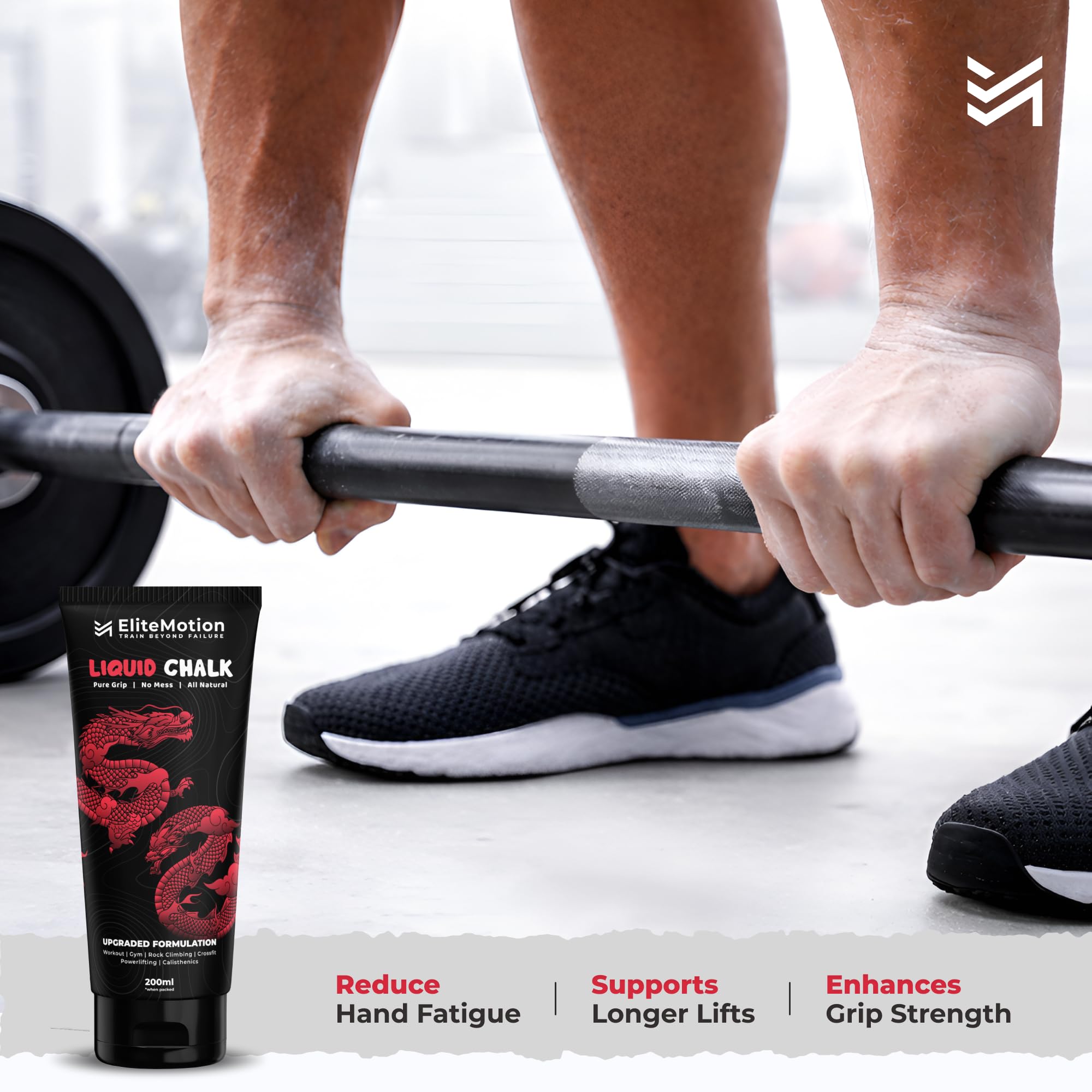 EliteMotion Liquid Chalk for Gym (200ML) | Chalk for Gym Hand Grip | Gym Chalk for Strong Grip in Weight Lifting | Gym Equipment for Weightlifting, Rock Climbing, Crossfit, Calisthenics & Workout 3