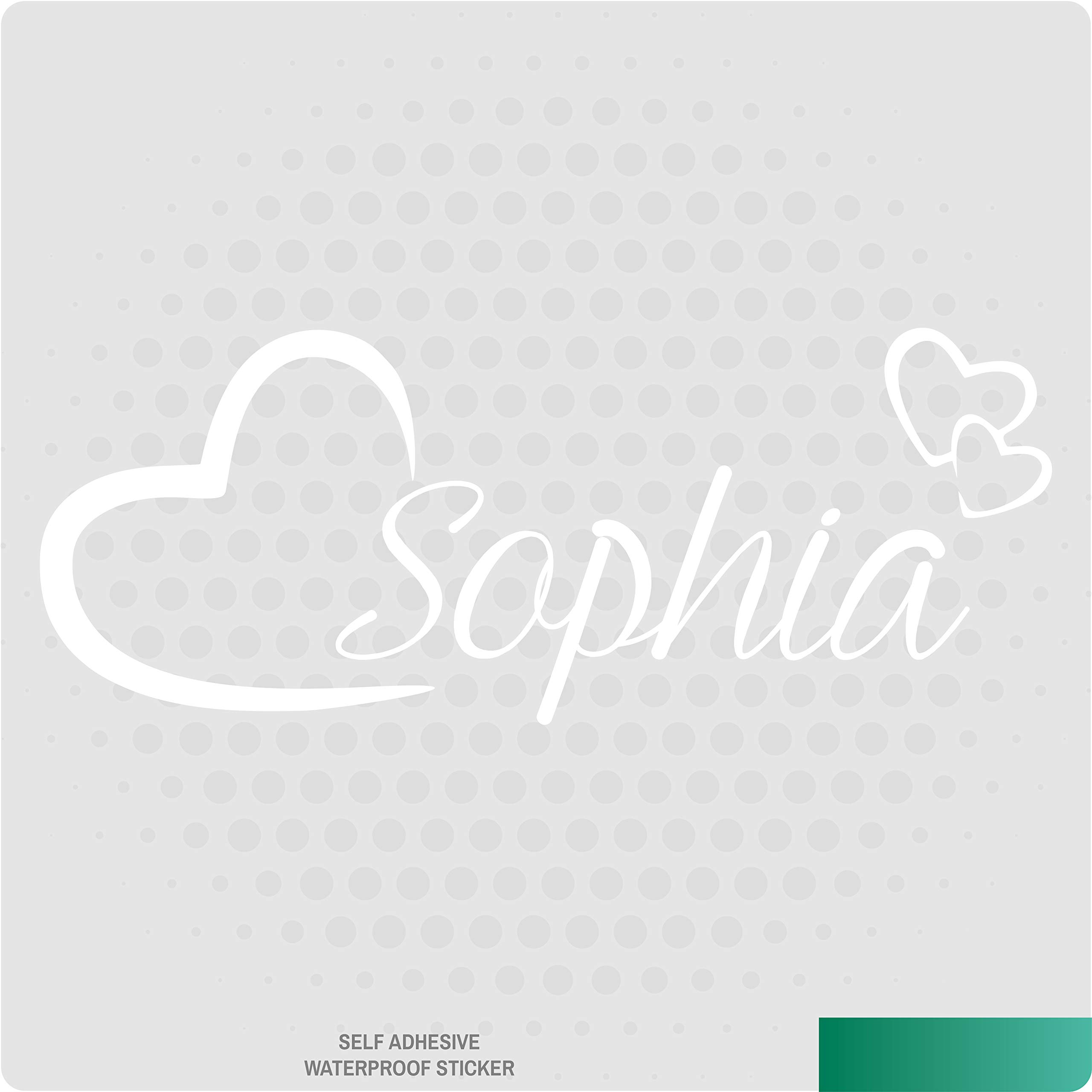 Personalised Name Wall Art Love Hearts Vinyl Sticker Girls Room Bedroom Nursery (White)