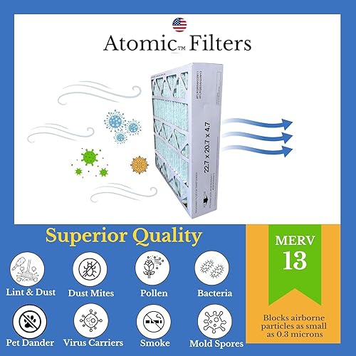 Miniatura 3 de Atomic Filtro de actualización compatible con Trane FLRQB5AH23M11 22.7x20.7x4.7 MERV 13, paquete de 2