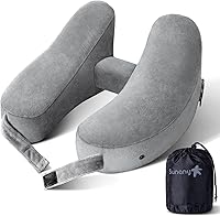Vista 8 de Sunany Almohada de cuello para viaje, almohada inflable de avión que soporta cómodamente la cabeza, el cuello y la barbilla, almohada de viaje Azul