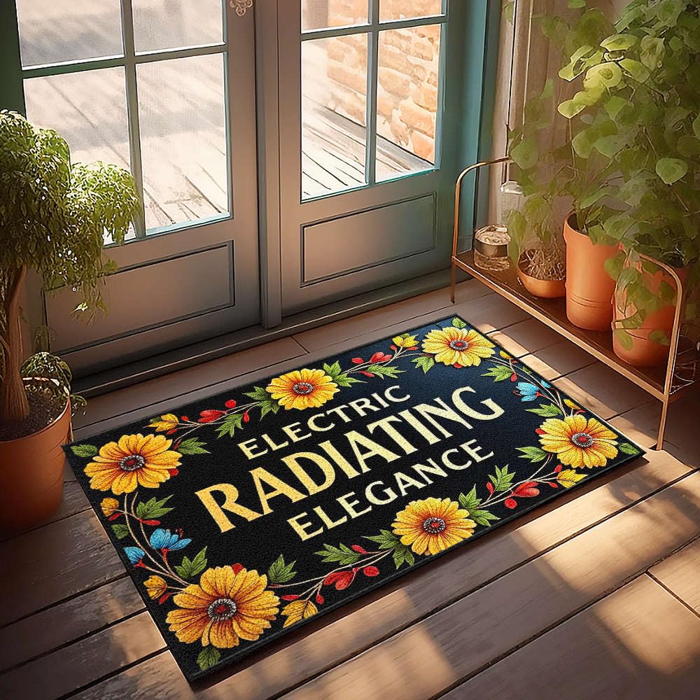 Tapis d'extérieur pour porte d'entrée électrique 65x90cm floral d'automne